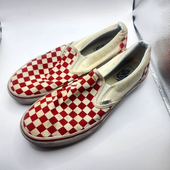 Vans Classic Red Checkered Slip-ons Size 11 - Picture 1 of 6